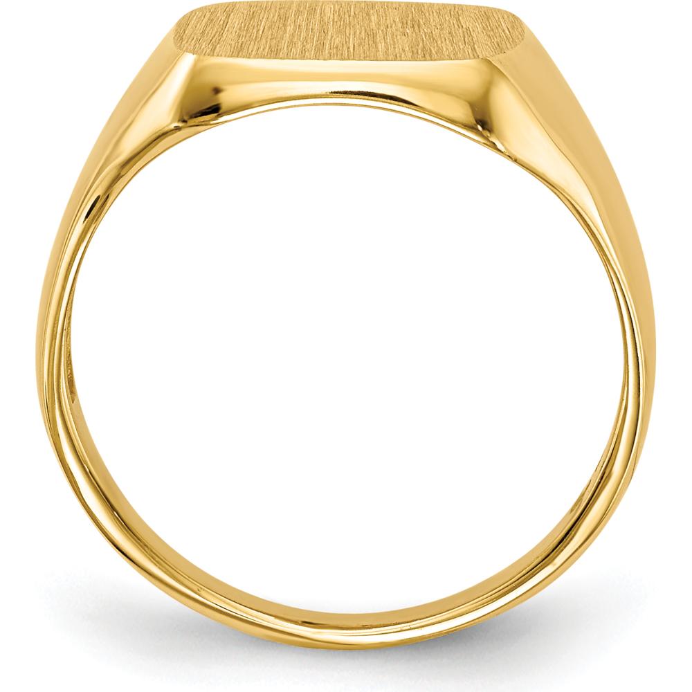 14K Yellow Gold Signet Ring with Satin Finish and Open Back Profile - Customizable Engraving by 0