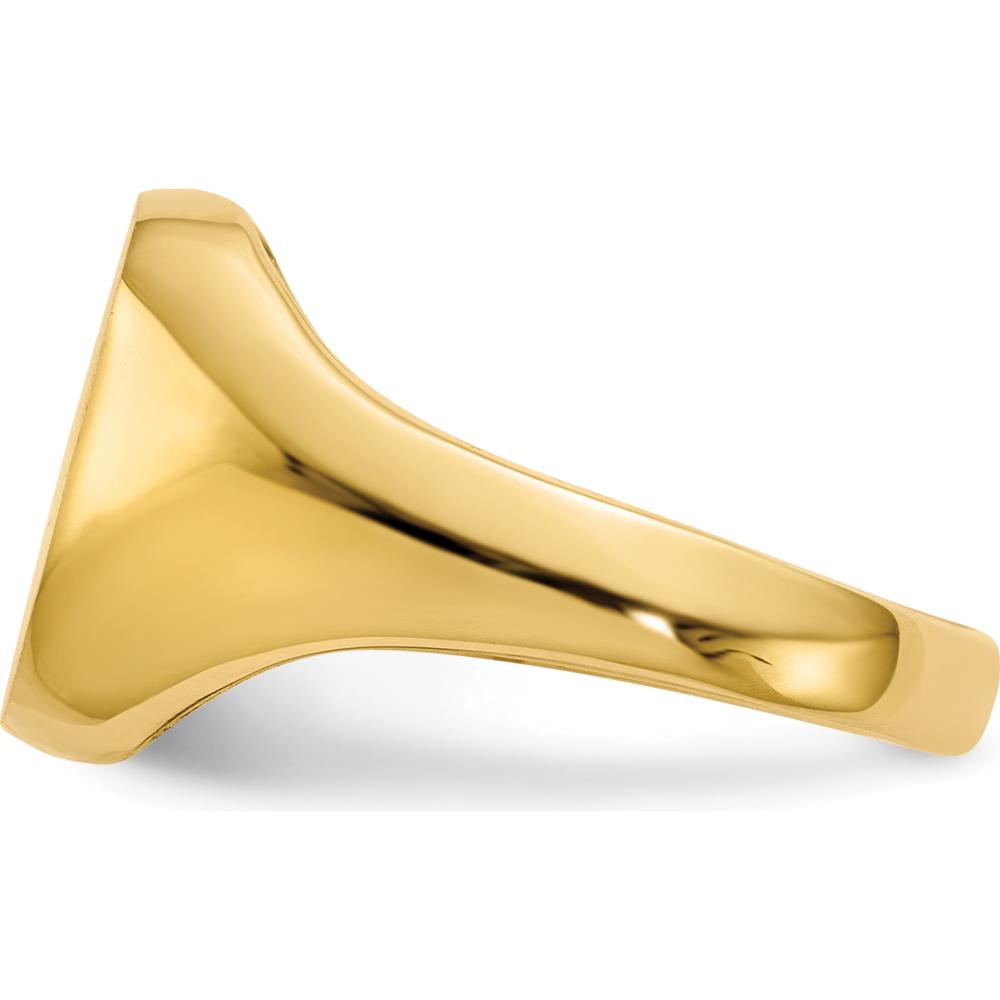 14K Yellow Gold Signet Ring with Satin Finish and Open Back Profile - Customizable Engraving by 0