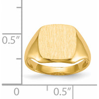 14K Yellow Gold Signet Ring with Satin Finish and Open Back Profile - Customizable Engraving by 0