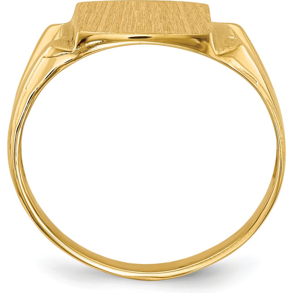 14K Yellow Gold Signet Ring with Satin Finish and Polished Accents - 12mm x 11mm Top, Engravable Design by 0