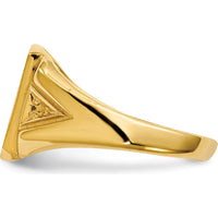 14K Yellow Gold Signet Ring with Satin Finish and Polished Accents - 12mm x 11mm Top, Engravable Design by 0