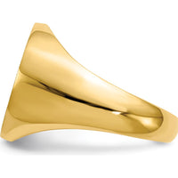 14K Yellow Gold Signet Ring with Satin Finish and Polished Brushed Design - 15.5x15.0mm by 0