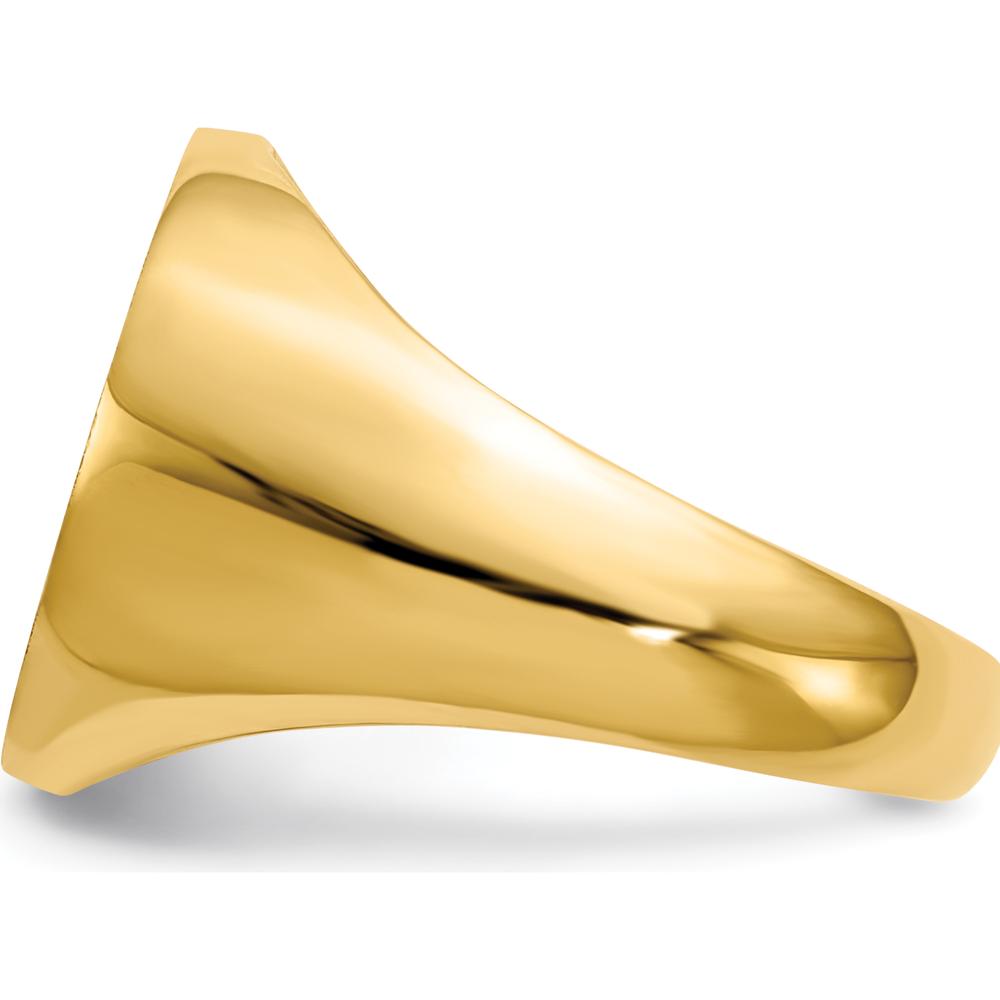 14K Yellow Gold Signet Ring with Satin Finish and Polished Brushed Design - 15.5x15.0mm by 0