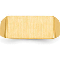 14K Yellow Gold Signet Ring with Satin Finish and Polished Edges - Size 7 to 11 by 0