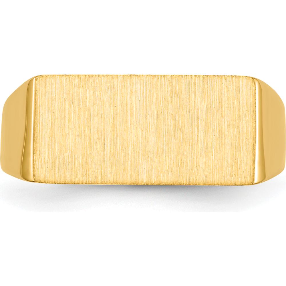 14K Yellow Gold Signet Ring with Satin Finish and Polished Edges - Size 7 to 11 by 0
