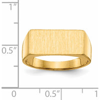 14K Yellow Gold Signet Ring with Satin Finish and Polished Edges - Size 7 to 11 by 0