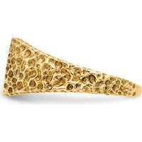 14K Yellow Gold Signet Ring with Satin Finish and Polished Tapered Band by 0