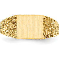14K Yellow Gold Signet Ring with Satin Finish and Polished Tapered Band by 0