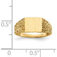 14K Yellow Gold Signet Ring with Satin Finish and Polished Tapered Band by 0