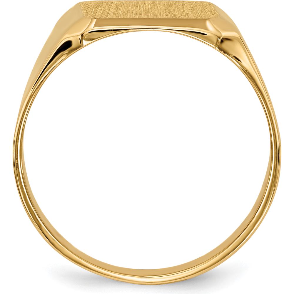 14K Yellow Gold Signet Ring with Satin Finish and Polished Tapered Band - Sizeable and Engravable by 0