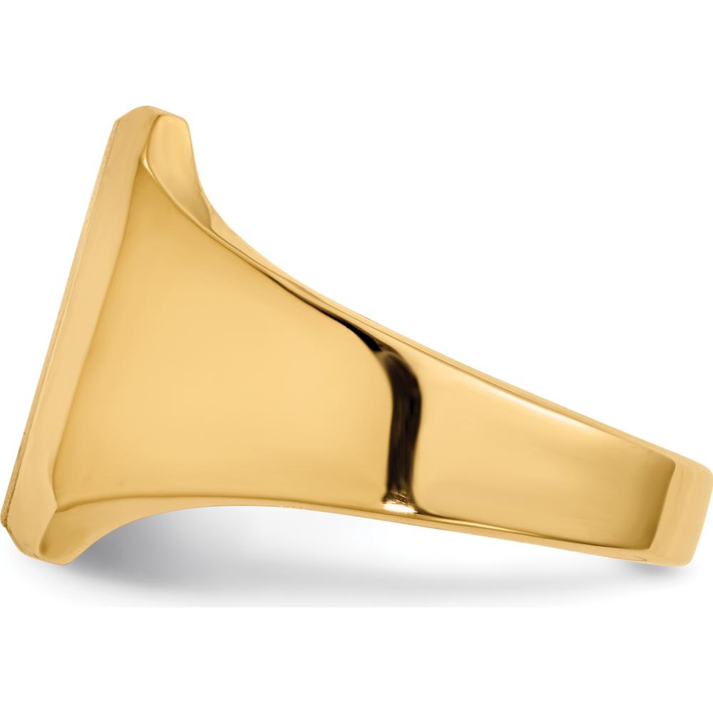 14K Yellow Gold Signet Ring with Satin Finish and Polished Tapered Band - Sizeable and Engravable by 0