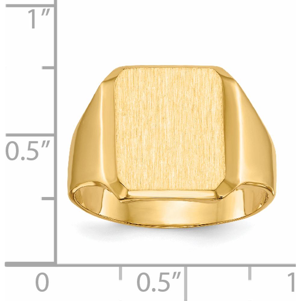 14K Yellow Gold Signet Ring with Satin Finish and Polished Tapered Band - Sizeable and Engravable by 0
