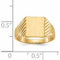 14K Yellow Gold Signet Ring with Satin Finish and Polished Top - Customizable and Engravable by 0