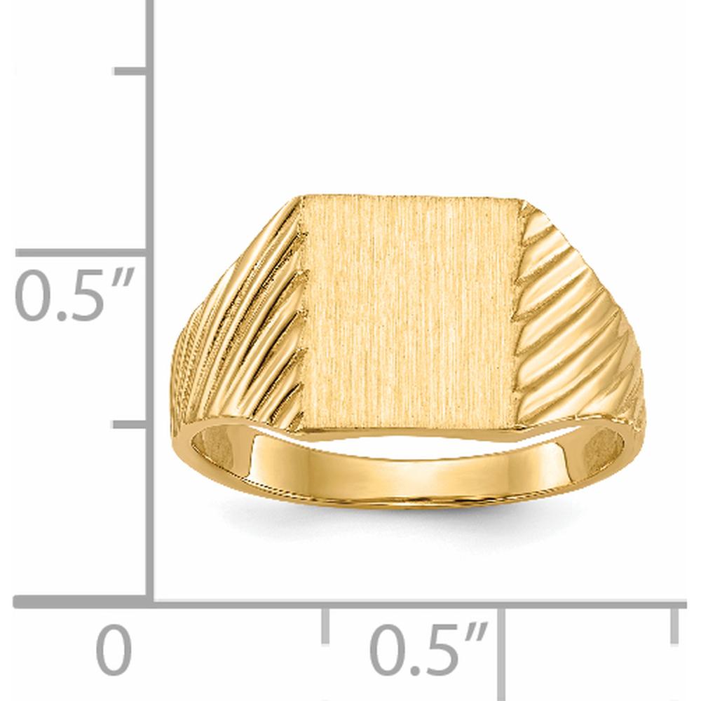 14K Yellow Gold Signet Ring with Satin Finish and Polished Top - Customizable and Engravable by 0