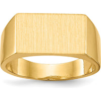 14K Yellow Gold Signet Ring with Satin Finish and Tapered Band by 0