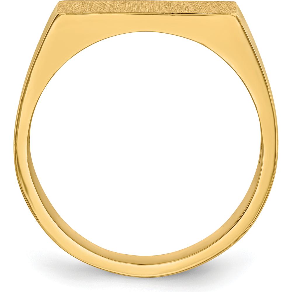 14K Yellow Gold Signet Ring with Satin Finish and Tapered Band by 0