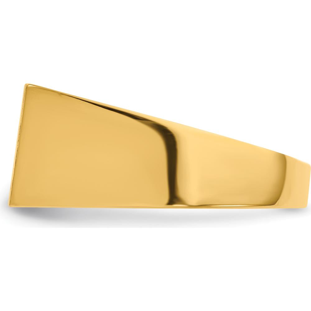 14K Yellow Gold Signet Ring with Satin Finish and Tapered Band by 0