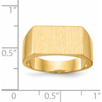 14K Yellow Gold Signet Ring with Satin Finish and Tapered Band by 0