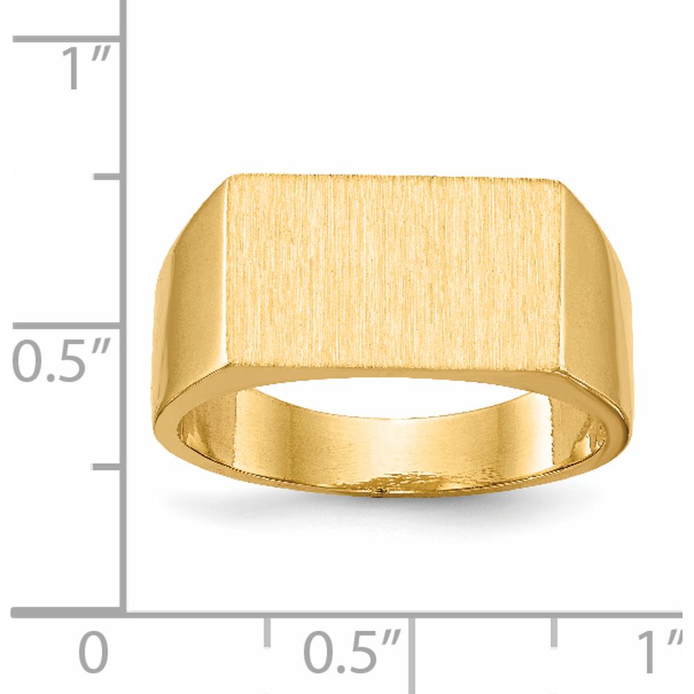 14K Yellow Gold Signet Ring with Satin Finish and Tapered Band by 0