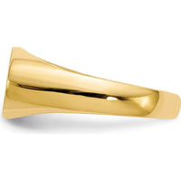 14K Yellow Gold Signet Ring with Satin Finish and Tapered Band - Unisex, Engravable, Open Back Design by 0