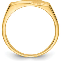 14K Yellow Gold Signet Ring with Satin Finish - Engravable 12x6mm Top by Oro Pregiato