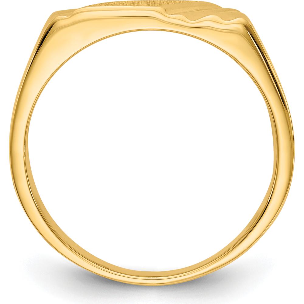 14K Yellow Gold Signet Ring with Satin Finish - Engravable 12x6mm Top by Oro Pregiato