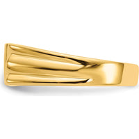 14K Yellow Gold Signet Ring with Satin Finish - Engravable 12x6mm Top by Oro Pregiato
