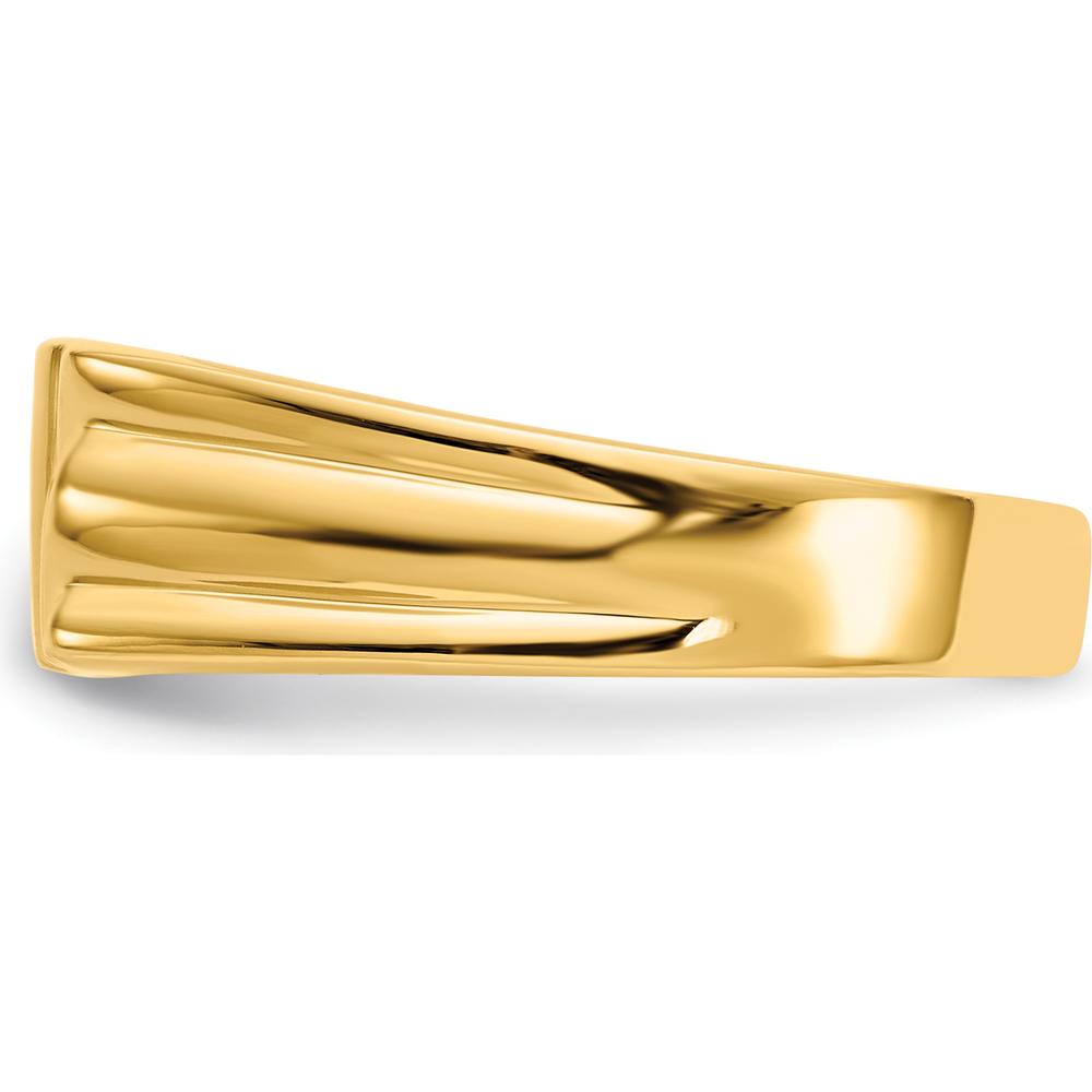 14K Yellow Gold Signet Ring with Satin Finish - Engravable 12x6mm Top by Oro Pregiato