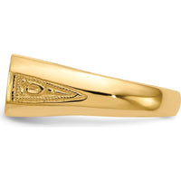 14K Yellow Gold Signet Ring with Satin Texture and Brushed Finish - 12.5x6mm Open Back Design by 0