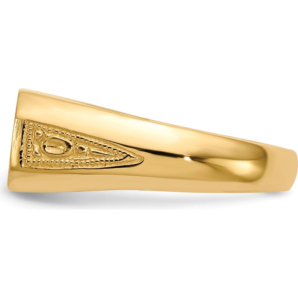 14K Yellow Gold Signet Ring with Satin Texture and Brushed Finish - 12.5x6mm Open Back Design by 0