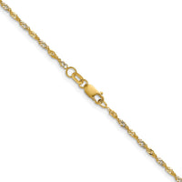 14K Yellow Gold Singapore Chain Necklace with Rhodium Accents - 22 inches, 1.65mm Width by Oro Pregiato