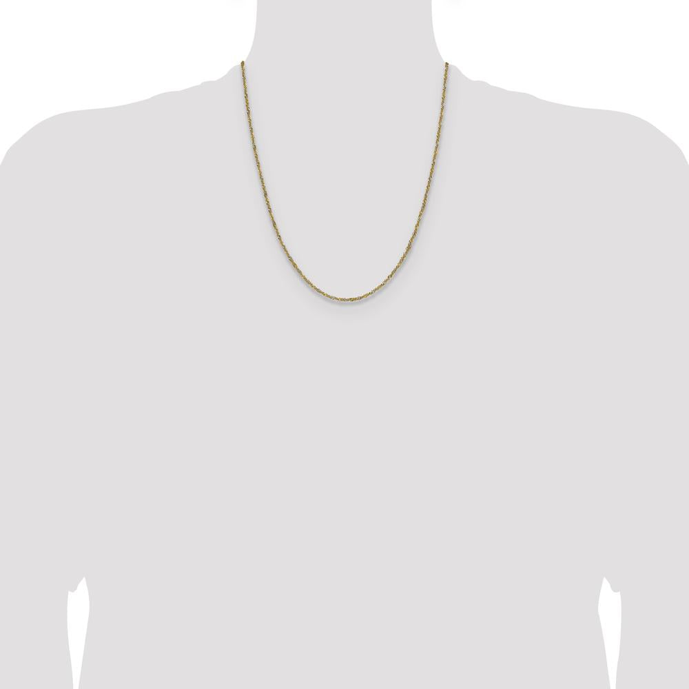 14K Yellow Gold Singapore Chain Necklace with Rhodium Accents - 22 inches, 1.65mm Width by Oro Pregiato