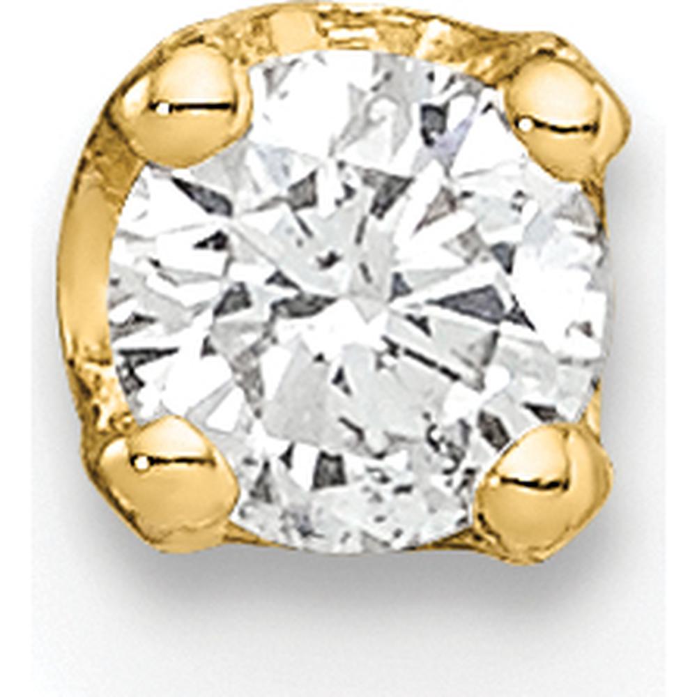 14K Yellow Gold Single Stud Diamond Earring - 0.128 Carat Total Diamond Weight by Oro Pregiato