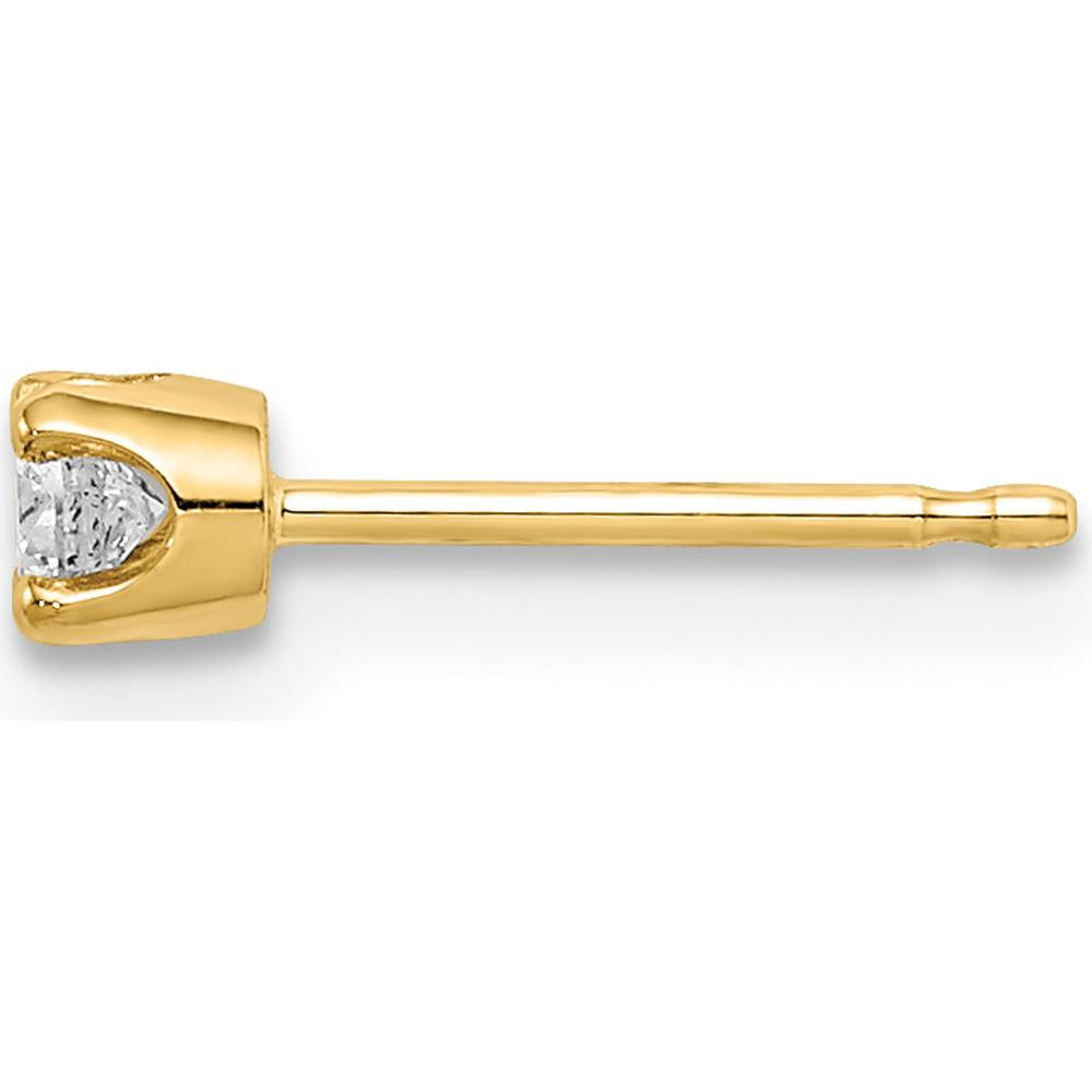 14K Yellow Gold Single Stud Diamond Earring - 0.128 Carat Total Diamond Weight by Oro Pregiato