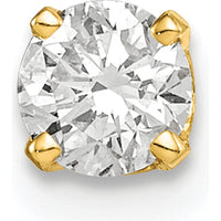 14K Yellow Gold Single Stud Diamond Earring with 0.31 Carat Round Diamond - Faceted, 4-Prong Set by Oro Pregiato