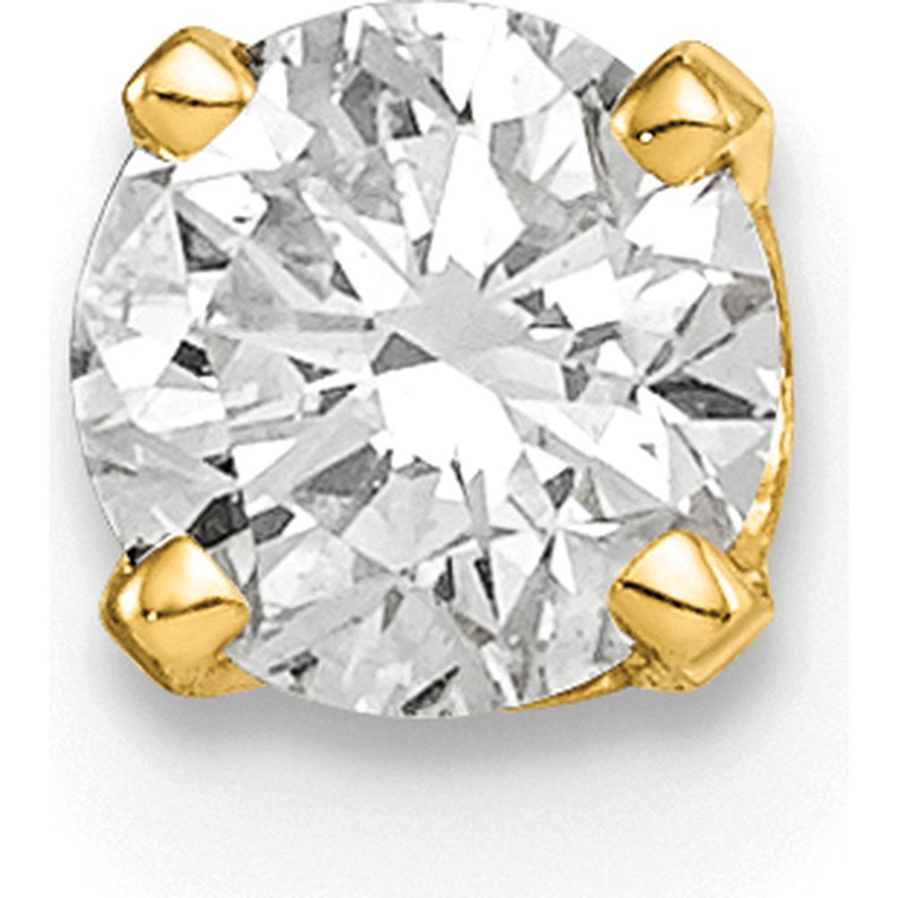 14K Yellow Gold Single Stud Diamond Earring with 0.31 Carat Round Diamond - Faceted, 4-Prong Set by Oro Pregiato