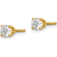 14K Yellow Gold Single Stud Diamond Earring with 0.31 Carat Round Diamond - Faceted, 4-Prong Set by Oro Pregiato