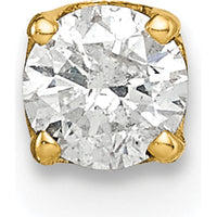 14K Yellow Gold Single Stud Earring with Round Diamond - 0.2 Carat Total Diamond Weight by Oro Pregiato