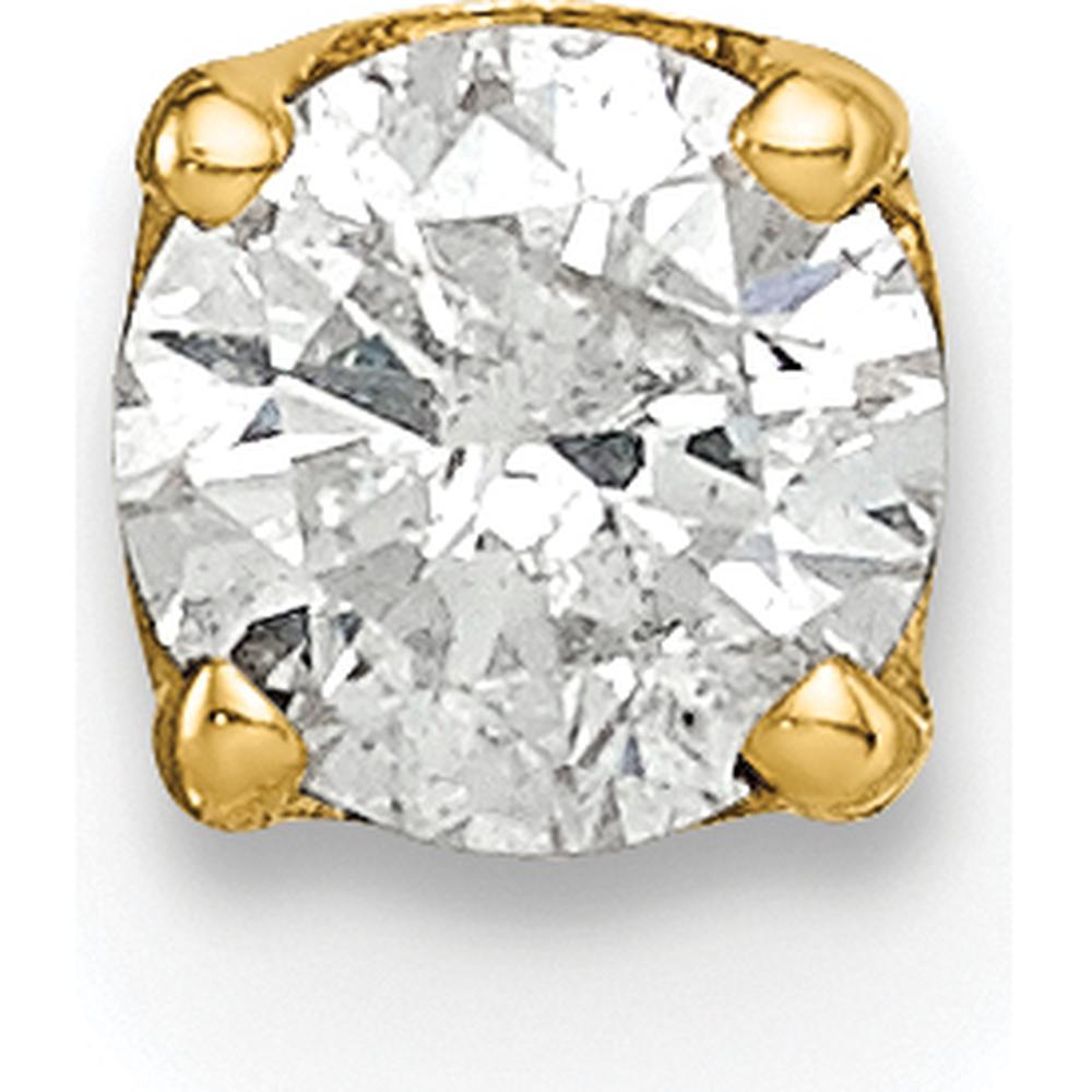 14K Yellow Gold Single Stud Earring with Round Diamond - 0.2 Carat Total Diamond Weight by Oro Pregiato
