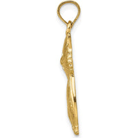 14K Yellow Gold Sitting Cat Charm - Playful Textured Feline Pendant by Oro Pregiato