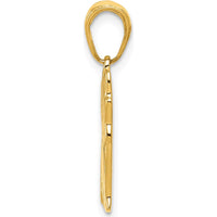 14K Yellow Gold Sitting Cat Pendant - Whimsical Feline Charm with Smooth Finish by Oro Pregiato