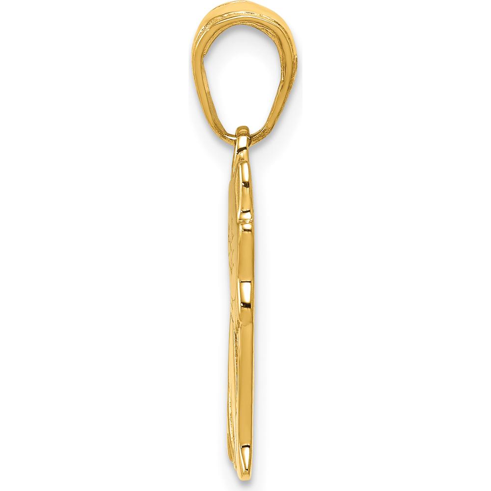 14K Yellow Gold Sitting Cat Pendant - Whimsical Feline Charm with Smooth Finish by Oro Pregiato