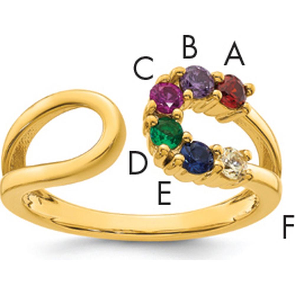14K Yellow Gold Six-Birthstone Wrap Ring for Mother's Day and Family Celebration by Oro Pregiato