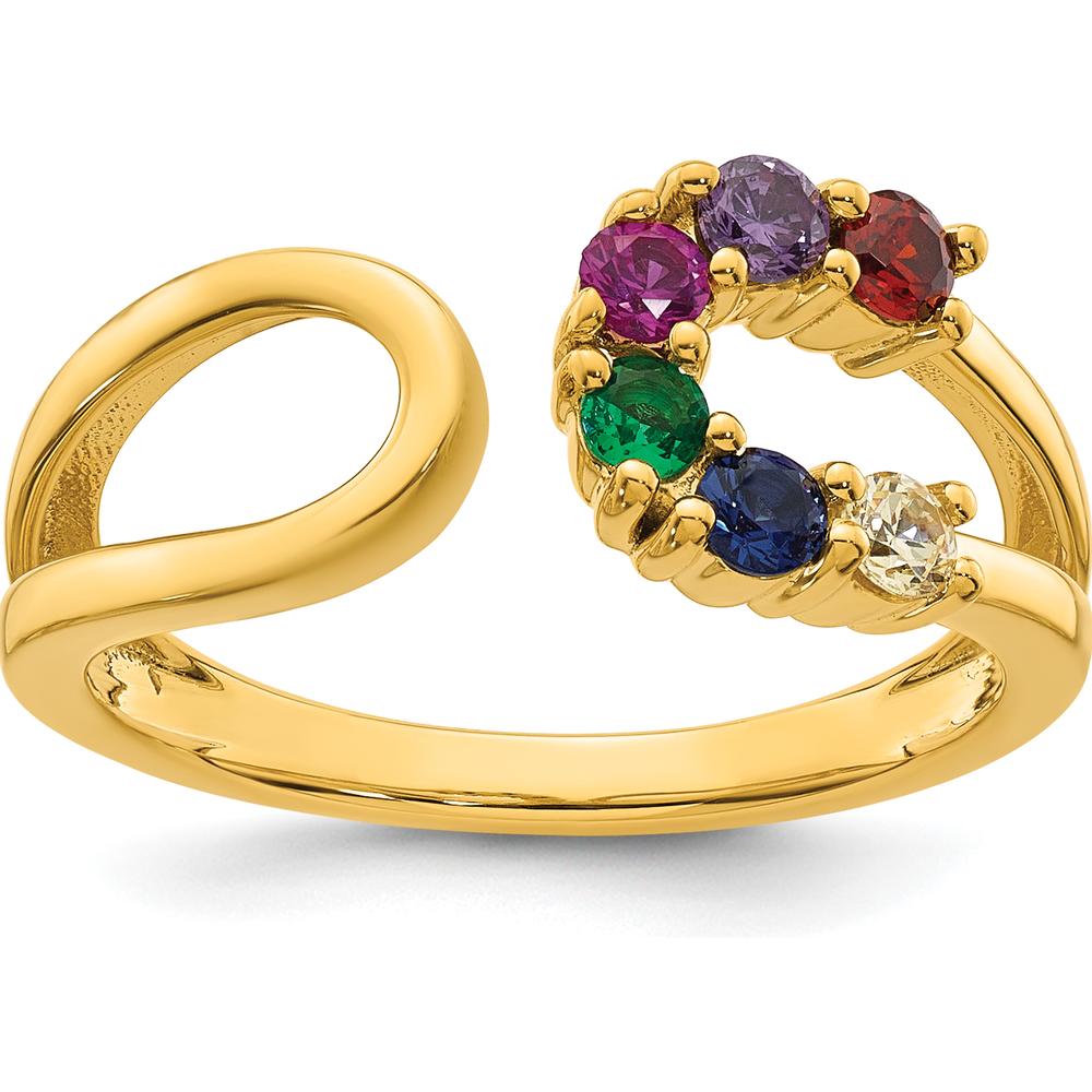 14K Yellow Gold Six-Birthstone Wrap Ring for Mother's Day and Family Celebration by Oro Pregiato