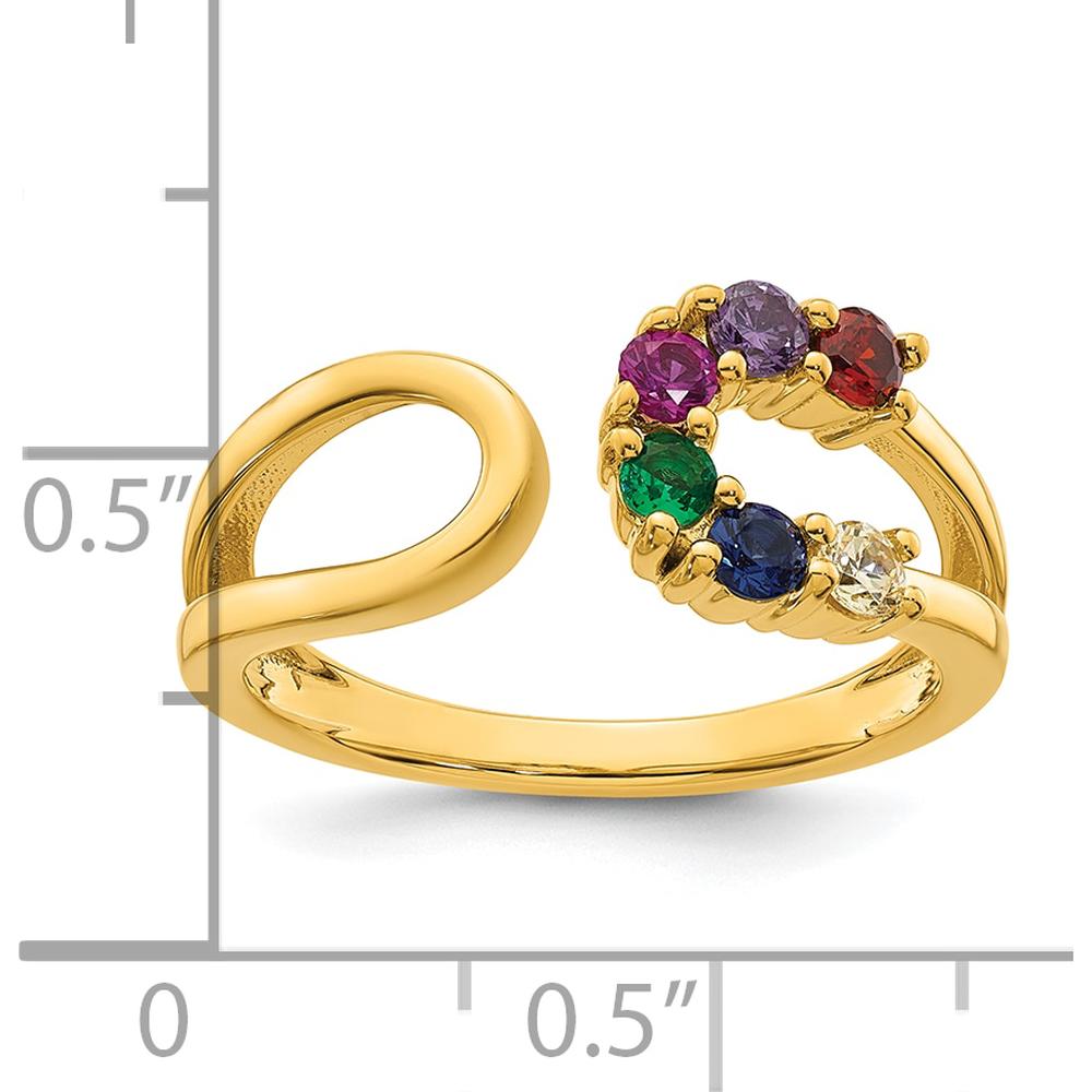14K Yellow Gold Six-Birthstone Wrap Ring for Mother's Day and Family Celebration by Oro Pregiato