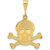 14K Yellow Gold Skull and Bones Themed Pendant - 30mm Length by Oro Pregiato