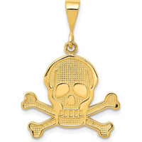14K Yellow Gold Skull and Bones Themed Pendant - 30mm Length by Oro Pregiato