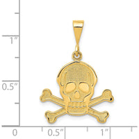14K Yellow Gold Skull and Bones Themed Pendant - 30mm Length by Oro Pregiato