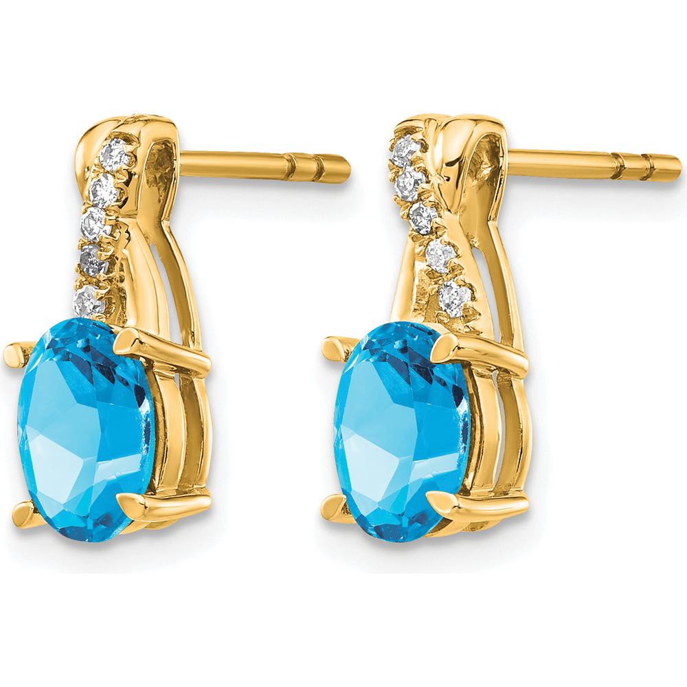14K Yellow Gold Sky Blue Topaz and Diamond Drop Earrings - 0.006 Carat Total Diamond Weight by Oro Pregiato