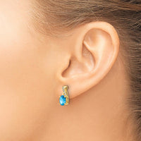 14K Yellow Gold Sky Blue Topaz and Diamond Drop Earrings - 0.006 Carat Total Diamond Weight by Oro Pregiato
